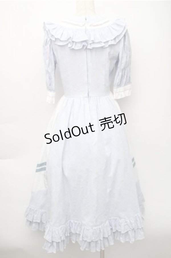 画像2: 中国ロリータ / バイカラーワンピース  サックスｘ白 S-25-11-05-027-LO-OP-HR-ZS (2)