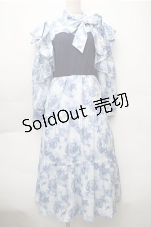 画像: axes femme / グラデーションローズ柄ワンピース  ブルー S-25-11-05-028-AX-OP-HR-ZS