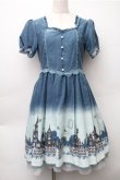画像1: axes femme / グラデーションお城柄ワンピース  ブルー S-25-11-05-030-AX-OP-HR-ZS (1)