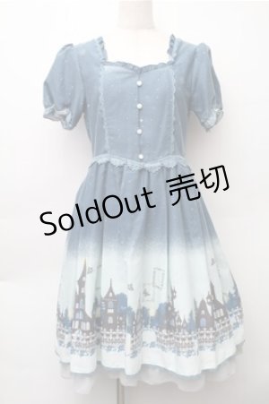 画像: axes femme / グラデーションお城柄ワンピース  ブルー S-25-11-05-030-AX-OP-HR-ZS