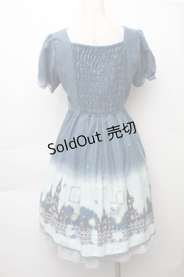 画像2: axes femme / グラデーションお城柄ワンピース  ブルー S-25-11-05-030-AX-OP-HR-ZS (2)