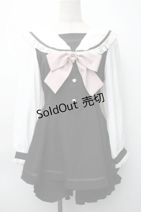 画像1: LIZ LISA / セーラーカラーセットアップ  黒ｘ白 S-25-11-05-033-LO-OP-HR-ZS (1)