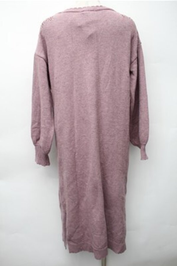 画像2: axes femme / フラワー刺繍ニットワンピース  ピンク S-25-11-05-034-AX-OP-HR-ZS (2)