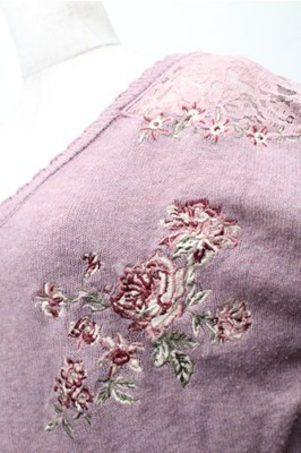 画像3: axes femme / フラワー刺繍ニットワンピース  ピンク S-25-11-05-034-AX-OP-HR-ZS (3)