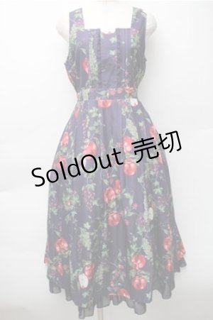 画像: axes femme / シーズナルフルーツ柄ジャンパースカート  紫 S-25-11-05-035-AX-OP-HR-ZS