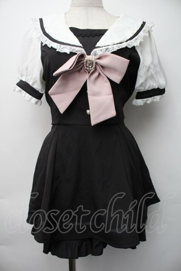 画像1: LIZ LISA / 半袖セーラーカラーセットアップ 0 黒 S-25-11-06-046-LO-OP-HR-ZS (1)