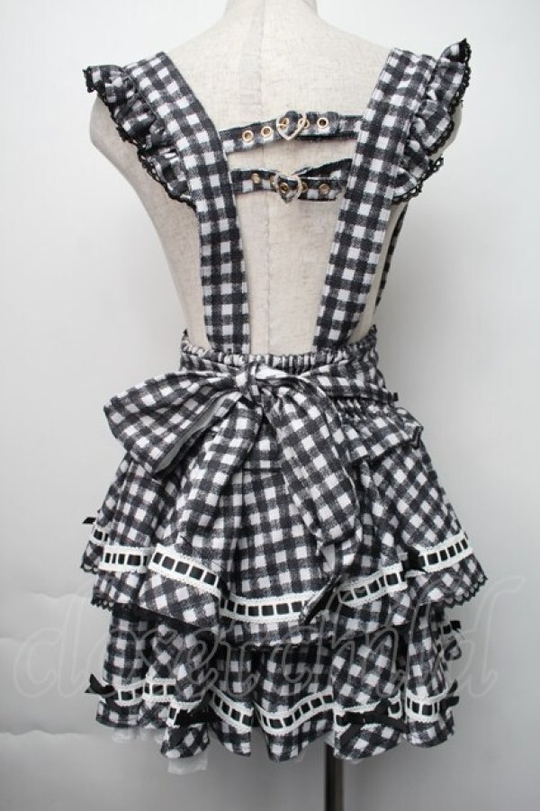 画像2: LIZ LISA / はしごリボンギンガムティアードスカパン  黒ｘ白 S-25-11-06-054-LO-PA-HR-ZS (2)