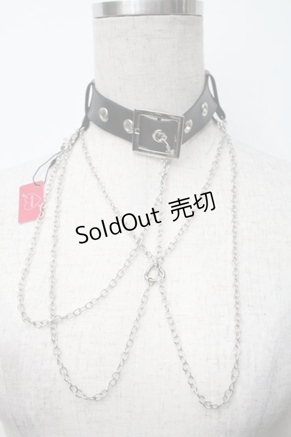 画像1: Jamieエーエヌケー / チェーンチョーカー  黒ｘシルバー S-25-11-06-015-LO-ZA-HR-ZS (1)