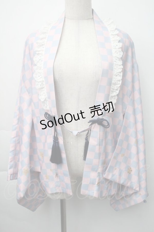 画像1: Cute.Q / 着物袖ボレロ  ピンクｘサックス S-25-11-06-019-EL-BL-HR-ZS (1)