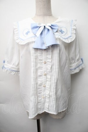画像: Amavel / Lovely Medical Angelブラウス  白ｘサックス S-25-11-06-021-CA-BL-HR-ZS