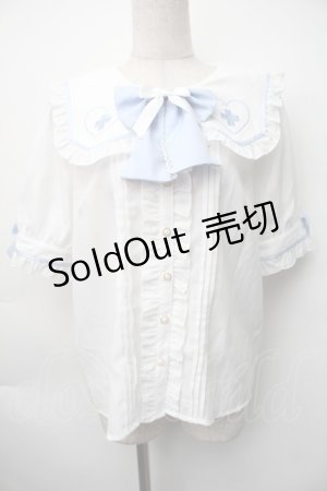 画像: Amavel / Lovely Medical Angelブラウス  白ｘサックス S-25-11-06-021-CA-BL-HR-ZS