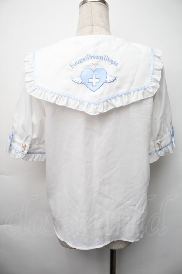 画像2: Amavel / Lovely Medical Angelブラウス  白ｘサックス S-25-11-06-021-CA-BL-HR-ZS (2)