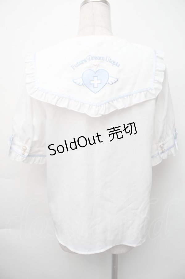 画像2: Amavel / Lovely Medical Angelブラウス  白ｘサックス S-25-11-06-021-CA-BL-HR-ZS (2)
