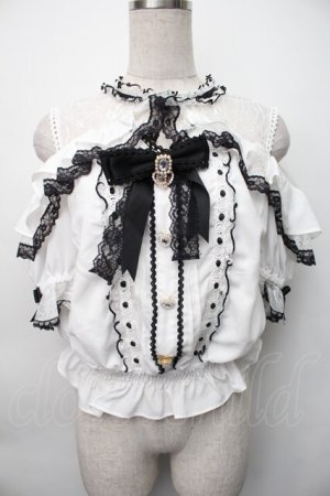 画像: LIZ LISA / オープンショルダーフリルブラウス 0 白ｘ黒 S-25-11-06-023-LO-BL-HR-ZS