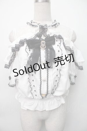 画像: LIZ LISA / オープンショルダーフリルブラウス 0 白ｘ黒 S-25-11-06-023-LO-BL-HR-ZS