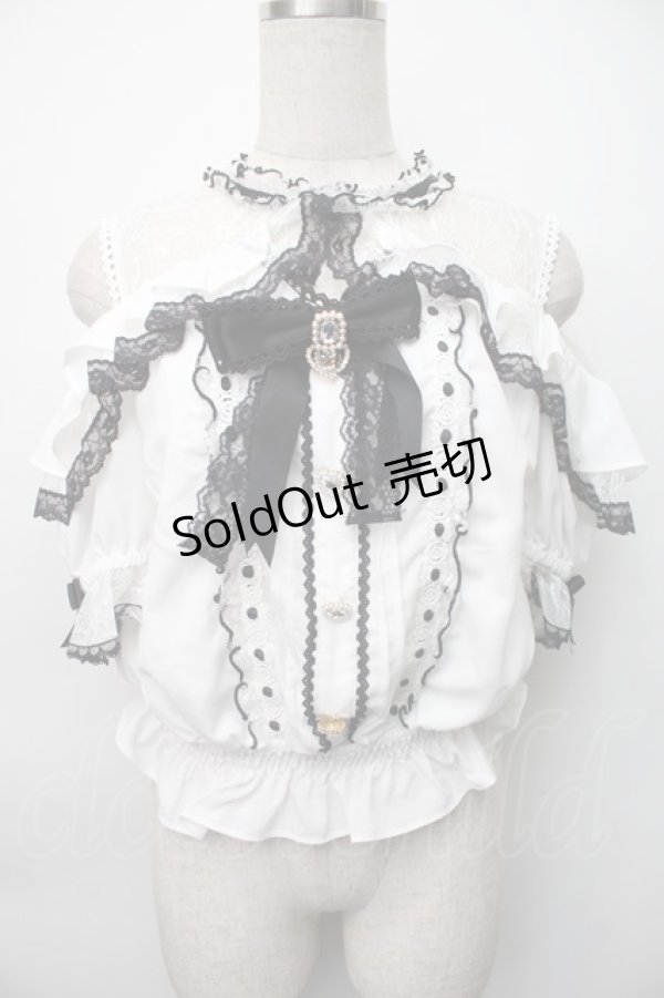 画像1: LIZ LISA / オープンショルダーフリルブラウス 0 白ｘ黒 S-25-11-06-023-LO-BL-HR-ZS (1)