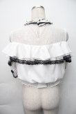 画像2: LIZ LISA / オープンショルダーフリルブラウス 0 白ｘ黒 S-25-11-06-023-LO-BL-HR-ZS (2)