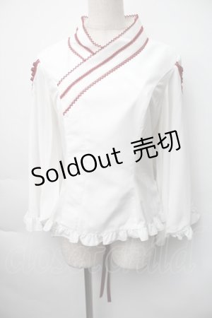 画像: metamorphose / 着物合わせ風ブラウス 1 白ｘワイン S-25-11-06-024-ME-BL-HR-ZS