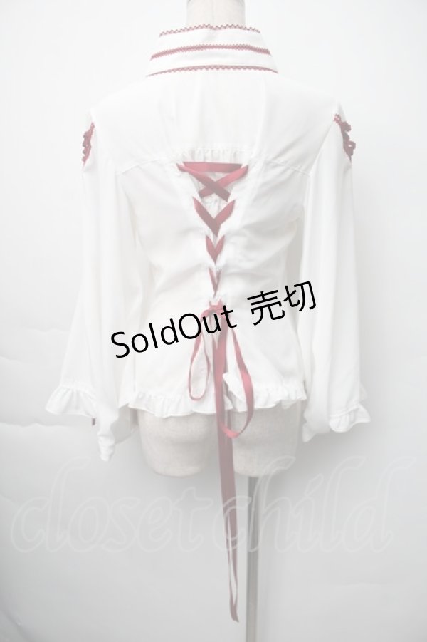 画像2: metamorphose / 着物合わせ風ブラウス 1 白ｘワイン S-25-11-06-024-ME-BL-HR-ZS (2)