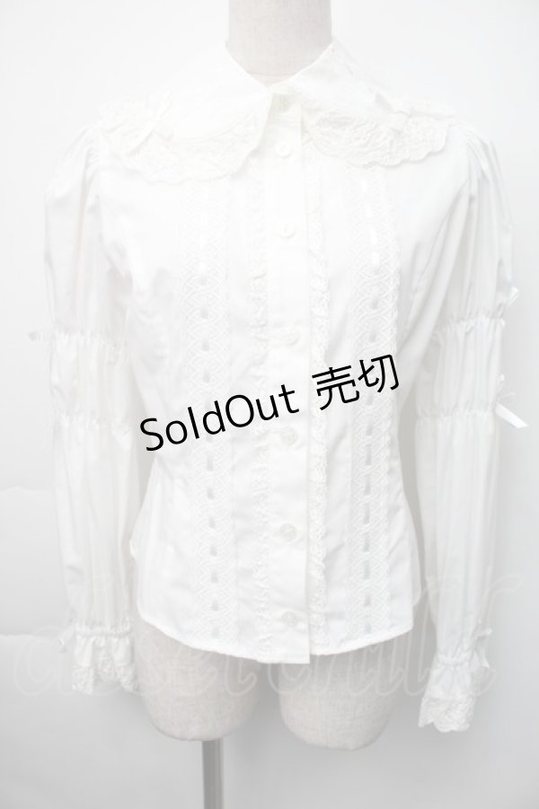 画像1: Innocent World / クラシカルリボンブラウス  白 S-25-11-06-025-IW-BL-HR-ZS (1)