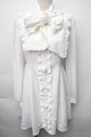 画像: Ank Rouge / ぽんぽん&リボンワンピース  白 S-25-11-06-026-CA-OP-HR-ZS