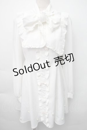 画像: Ank Rouge / ぽんぽん&リボンワンピース  白 S-25-11-06-026-CA-OP-HR-ZS