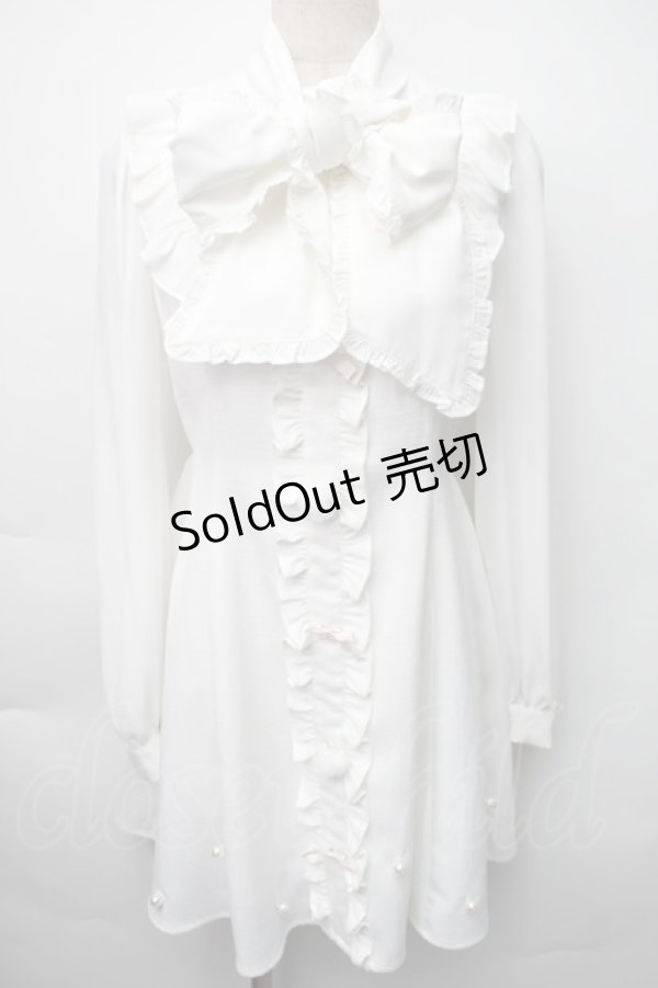 画像1: Ank Rouge / ぽんぽん&リボンワンピース  白 S-25-11-06-026-CA-OP-HR-ZS (1)