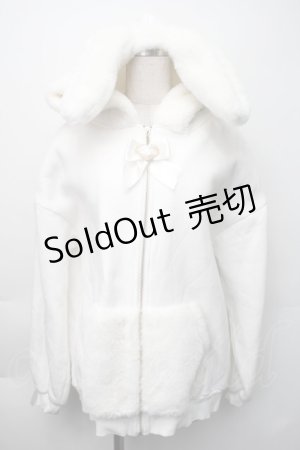 画像: Secret Honey / 裏起毛ファーうさ耳パーカー  白 S-25-11-06-027-CA-CO-HR-ZS