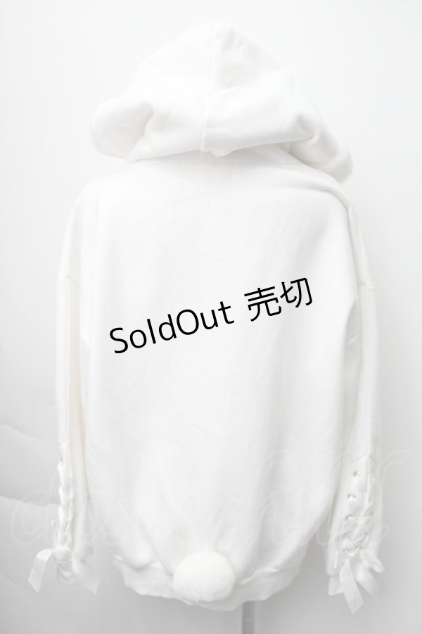 画像2: Secret Honey / 裏起毛ファーうさ耳パーカー  白 S-25-11-06-027-CA-CO-HR-ZS (2)