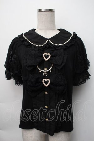 画像: LIZ LISA / ダブルリボンパフスリーブリブカットトップス 0 黒 S-25-11-06-029-LO-TO-HR-ZS