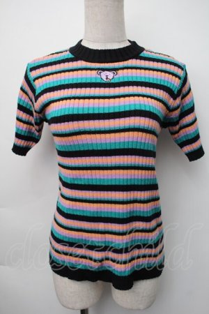 画像: Candy Stripper / WEIRD BEAR MULTI BORDERニット  マルチ S-25-11-06-031-PU-TO-HR-ZS