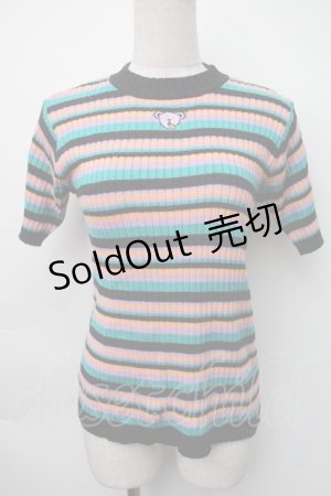 画像: Candy Stripper / WEIRD BEAR MULTI BORDERニット  マルチ S-25-11-06-031-PU-TO-HR-ZS