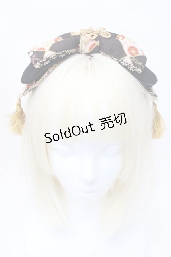 画像2: metamorphose / 百花繚乱〜まほろばの舞〜リボンカチューシャ  黒 S-25-11-06-003-ME-AC-HR-ZS (2)