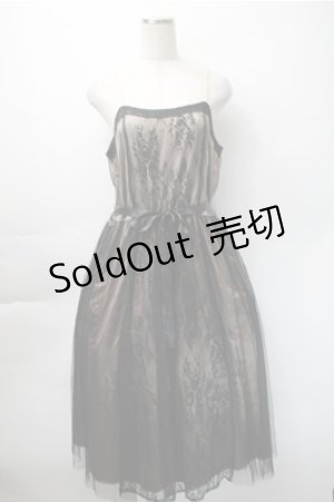 画像: axes femme / レース×チュールキャミワンピース  黒ｘ茶 S-25-11-07-039-AX-OP-HR-ZS