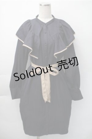 画像: axes femme / パイピングフリルワンピース  紺 S-25-11-07-045-AX-OP-HR-ZS