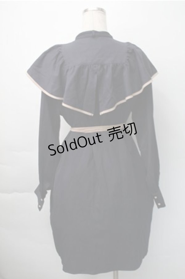 画像2: axes femme / パイピングフリルワンピース  紺 S-25-11-07-045-AX-OP-HR-ZS (2)