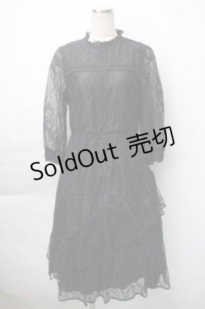 画像: axes femme / 総レースフリルワンピース  黒 S-25-11-07-047-AX-OP-HR-ZS