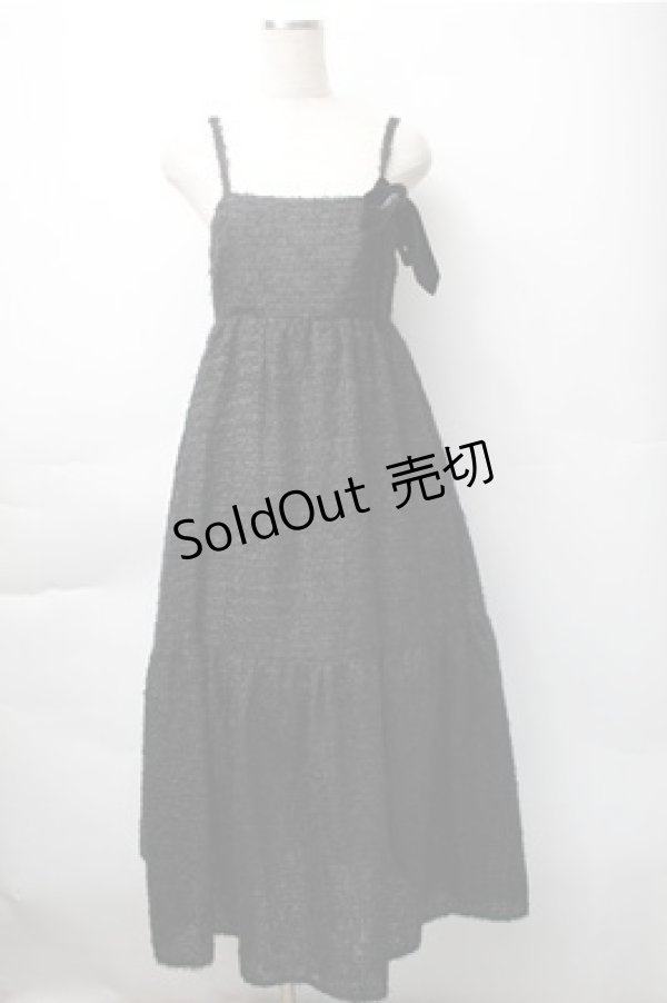 画像1: axes femme / リボン付ジャガードワンピース  黒 S-25-11-07-048-AX-OP-HR-ZS (1)