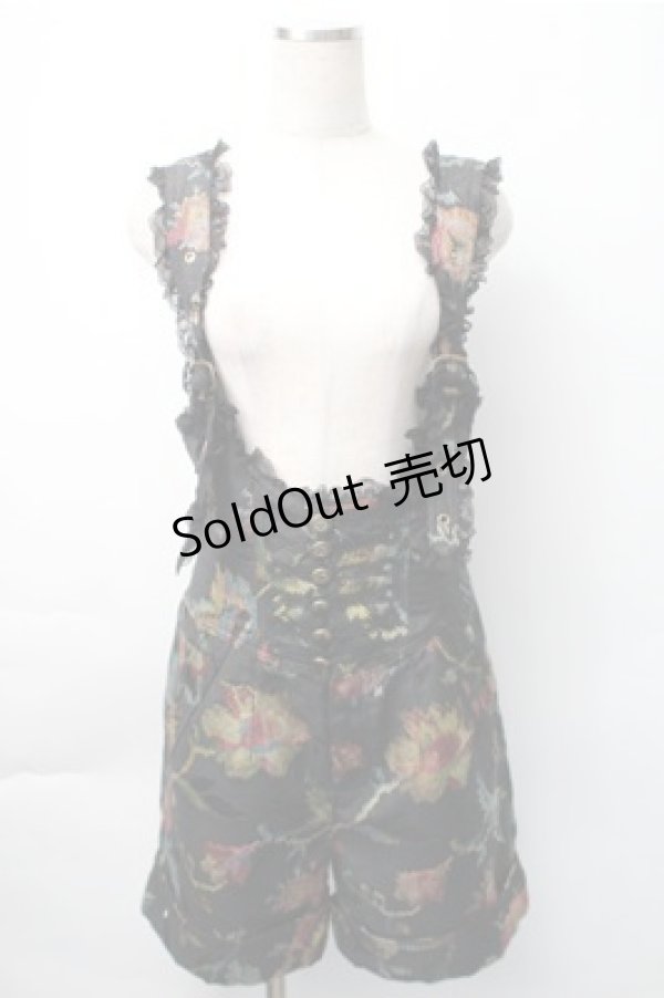 画像1: ALGONQUINS / ジャガードサロペット  黒 S-25-11-07-049-AL-PA-AS-ZS (1)