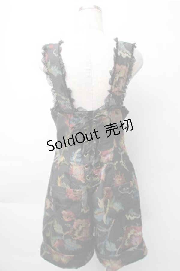 画像2: ALGONQUINS / ジャガードサロペット  黒 S-25-11-07-049-AL-PA-AS-ZS (2)