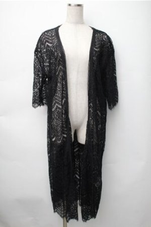 画像: axes femme / ロング丈レースガウン  黒 S-25-11-07-019-AX-TO-HR-ZS