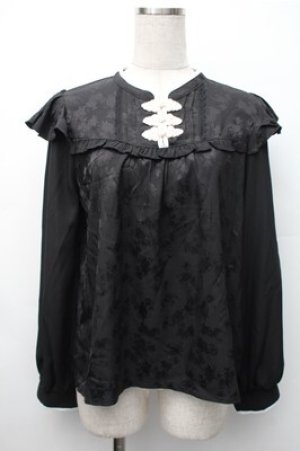 画像: axes femme / チャイナ釦ジャカードブラウス  黒 S-25-11-07-021-AX-BL-HR-ZS