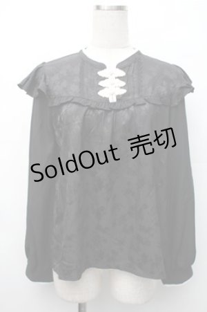 画像: axes femme / チャイナ釦ジャカードブラウス  黒 S-25-11-07-021-AX-BL-HR-ZS