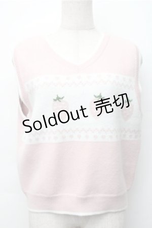 画像: Lolime by mellfy memory / daydream strawberry ニットベスト  ピンク S-25-11-07-023-LO-BL-HR-ZS