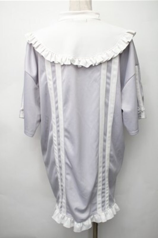 画像2: NOEMIE / チャイナボタンジャージチュニック  グレーｘ白 S-25-11-07-024-LO-TO-HR-ZS (2)