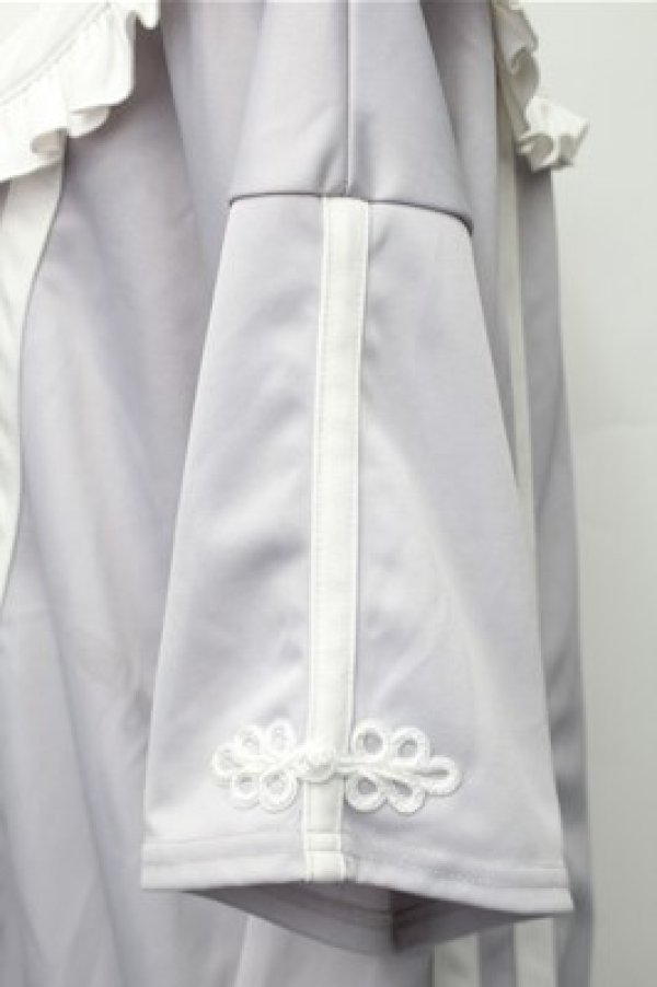 画像3: NOEMIE / チャイナボタンジャージチュニック  グレーｘ白 S-25-11-07-024-LO-TO-HR-ZS (3)