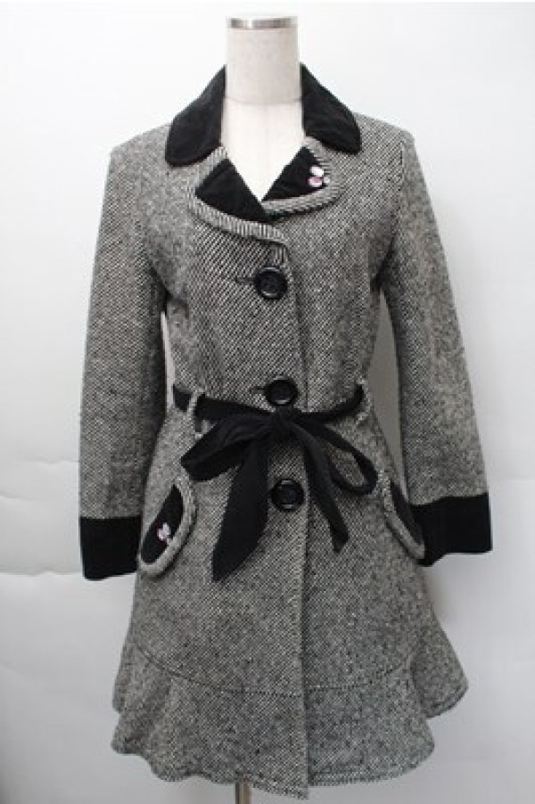 画像1: MILK / ビジューバイカラーコート  グレー S-25-11-09-033-ML-CO-HR-ZS (1)