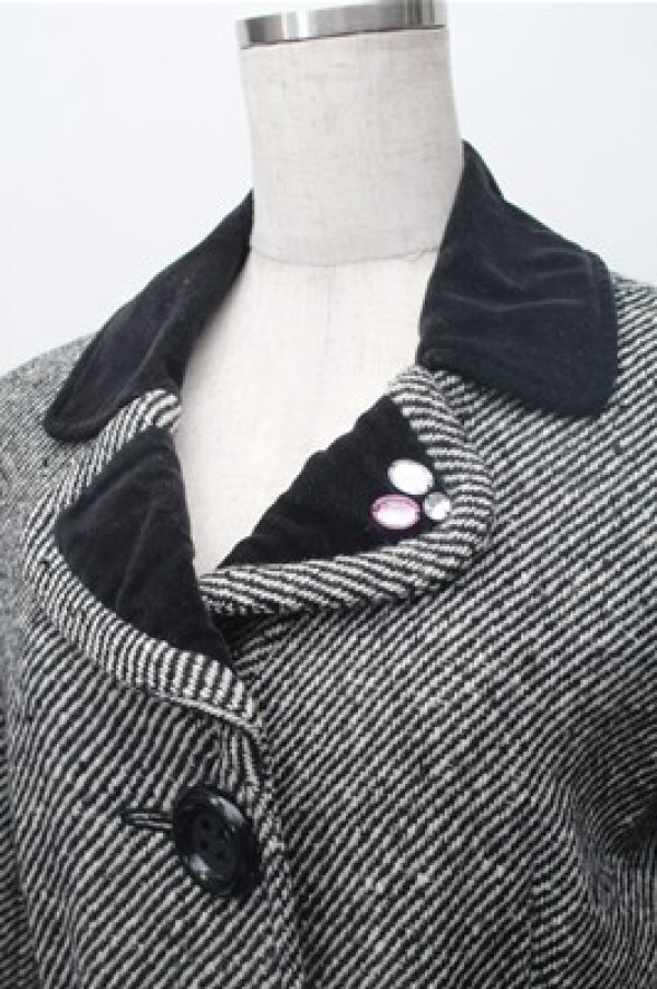 画像3: MILK / ビジューバイカラーコート  グレー S-25-11-09-033-ML-CO-HR-ZS (3)