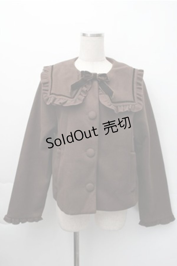 画像1: m petit by misako / セーラー襟ショートコート  ブラウン S-25-11-09-035-LO-CO-HR-ZS (1)