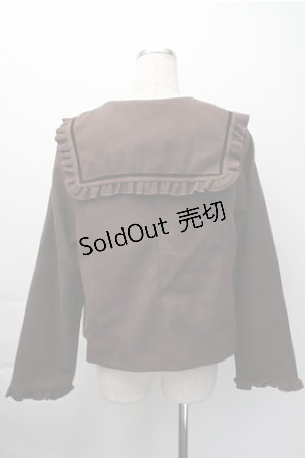 画像2: m petit by misako / セーラー襟ショートコート  ブラウン S-25-11-09-035-LO-CO-HR-ZS (2)